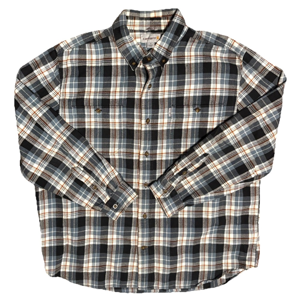 Carhartt Mens Button Down Work‎ Shirt XL Relaxed Fit Flannel Long Sleeve Pockets